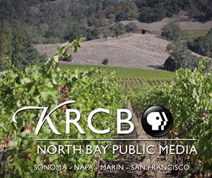 The KRCB-TV logo over a scenic wine country vista.